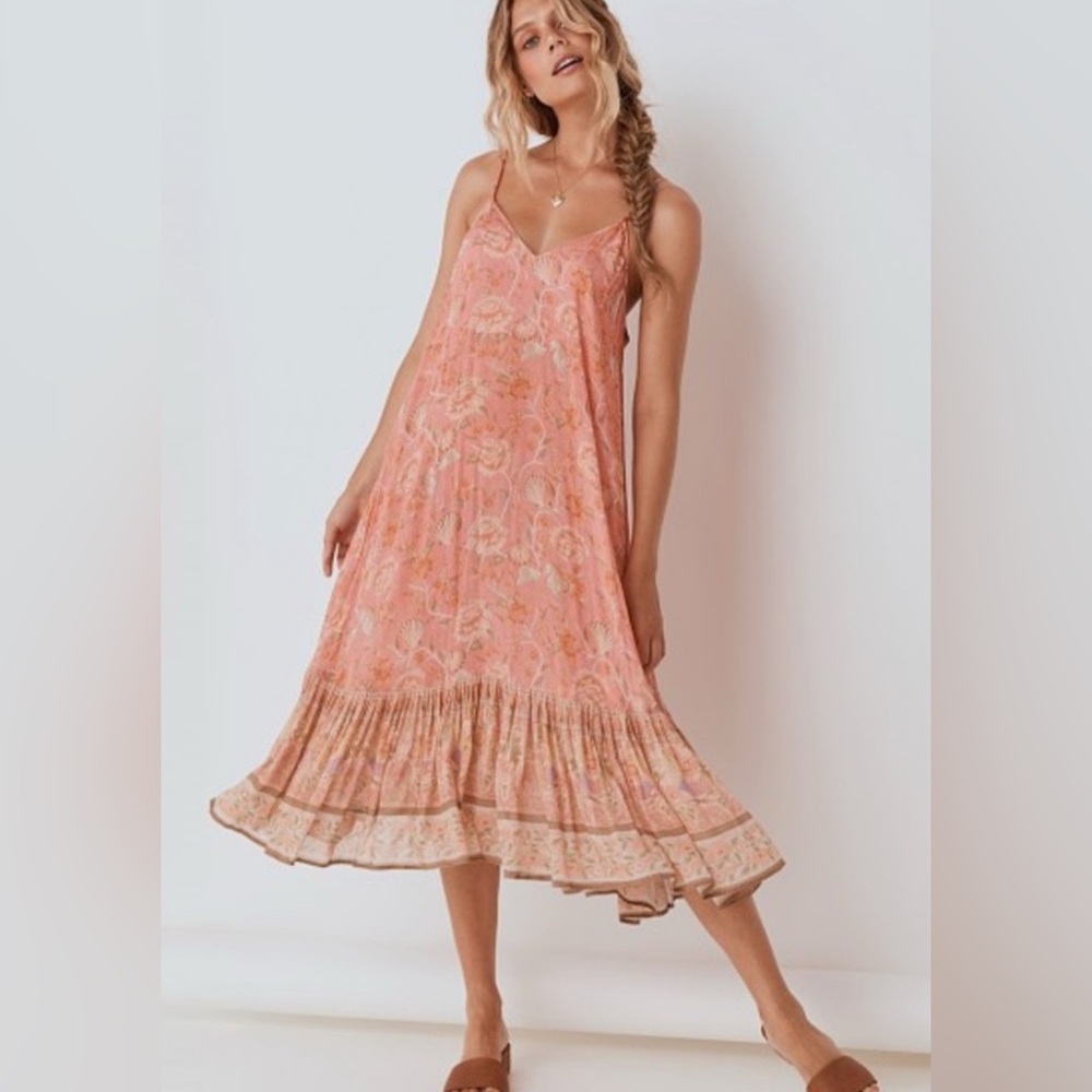 Spell Seashell Strappy Midi Dress - Coral